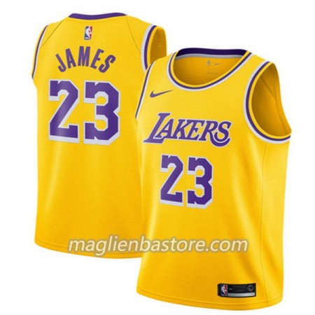 Maglia NBA Los Angeles Lakers Lebron James 23 2018-19 Nike Giallo Swingman - Uomo